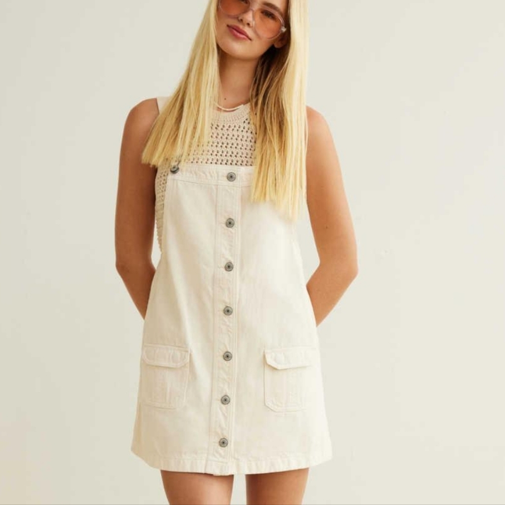 American Eagle Cream Jean Dress